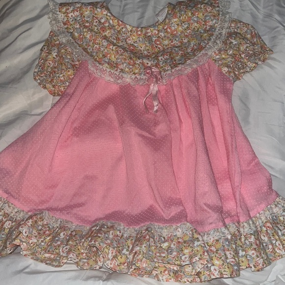 Lassie Togs Dresses Vintage Lassie Togs Dress Size 3t Pink Polka Dots Lace Trim Puff Sleeves